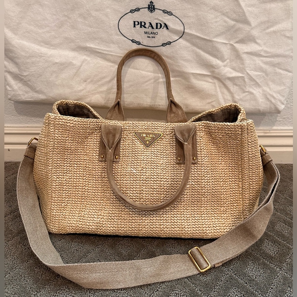 PRADA Straw crochet bag natural color